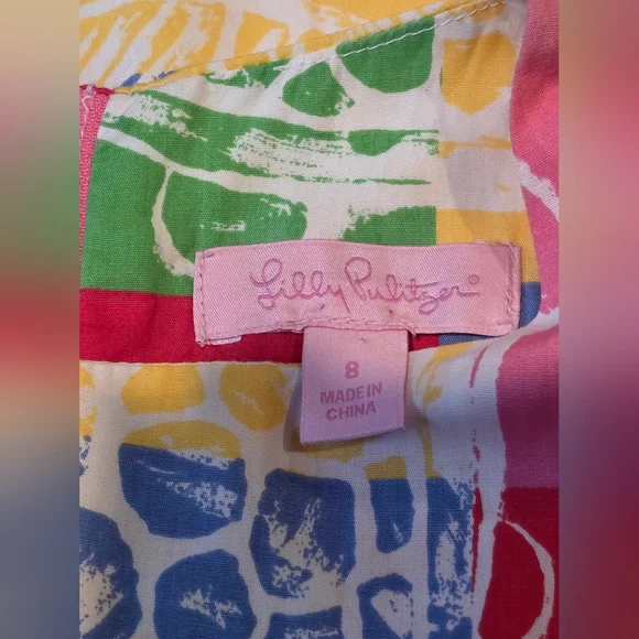 Lilly Pulitzer Rollin Turtle Patchwork Shift Dress Girls size 8 - Picture 4 of 4